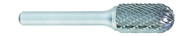 SC-5 -- 1/2 x 1 LOC x 1/4 Shank x 2 OAL Cylindrical Ball Nose Carbide Medium Tough Cut Burr - Eagle Tool & Supply