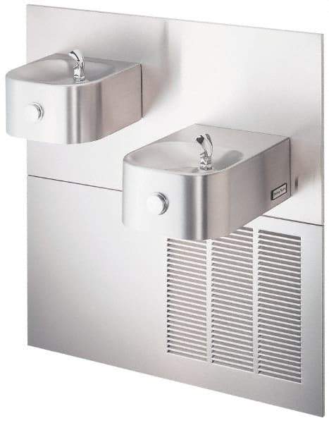 Halsey Taylor - 7.5 GPH Cooling Capacity Barrier Free Wall Mounted Water Cooler & Fountain - Bi-Level, 40 to 105 psi, 120 VAC Volts, 370 Watts, 4.0 Full Load Amperage, Stainless Steel - Eagle Tool & Supply