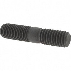 Value Collection - 7/16-20 Long Thread, 7/16-14 Short Thread, 2" OAL Unequal Double Threaded Stud - Steel, Uncoated, 15/16" Long Thread Length, 3/4" Short Thread Length - Eagle Tool & Supply