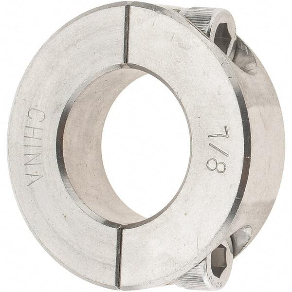Value Collection - 7/8" Bore, Stainless Steel, Two Piece Shaft Collar - 1-5/8" Outside Diam, 1/2" Wide - Eagle Tool & Supply