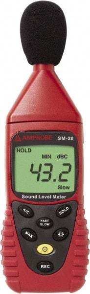 Amprobe - A and C Frequency Weight, LCD Display Sound Meter - 30 to 130 Decibels - Eagle Tool & Supply