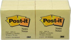 3M - 100 Sheet, 3 x 3", Note Pad/Writing Pad/Notebook - Yellow - Eagle Tool & Supply