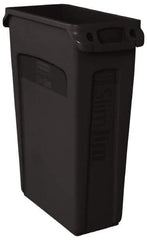 Rubbermaid - 23 Gal Black Rectangle Trash Can - Polyethylene, 30" High x 22" Long x 11" Wide - Eagle Tool & Supply