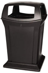 Rubbermaid - 45 Gal Black Square Trash Can - Polyethylene, 41-1/2" High x 24-7/8" Long x 24-7/8" Wide - Eagle Tool & Supply