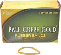 Alliance - 4 Inch Circumference, 1/4 Inch Wide, Pale Crepe Gold Rubber Band Strapping - 490 Pieces - Eagle Tool & Supply