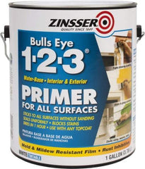Zinsser - 1 Gal Flat White Water-Based Acrylic Enamel Primer - 350 to 450 Sq Ft Coverage, 84 gL Content, Quick Drying - Eagle Tool & Supply