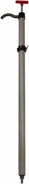 Value Collection - 19/32" Outlet, PVC Hand Operated Drum Pump - 22 oz per Stroke, 38" OAL, For Water Based Fluids, Light Oils, Mild Acids & Corrosive Soaps, Detergents, Waxes, Deodorants - Eagle Tool & Supply