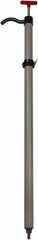 Value Collection - 19/32" Outlet, PVC Hand Operated Drum Pump - 22 oz per Stroke, 38" OAL, For Water Based Fluids, Light Oils, Mild Acids & Corrosive Soaps, Detergents, Waxes, Deodorants - Eagle Tool & Supply