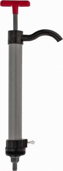 Value Collection - 19/32" Outlet, PVC Hand Operated Drum Pump - 8 oz per Stroke, 22" OAL, For Water Based Fluids, Light Oils, Mild Acids & Corrosive Soaps, Detergents, Waxes, Deodorants - Eagle Tool & Supply