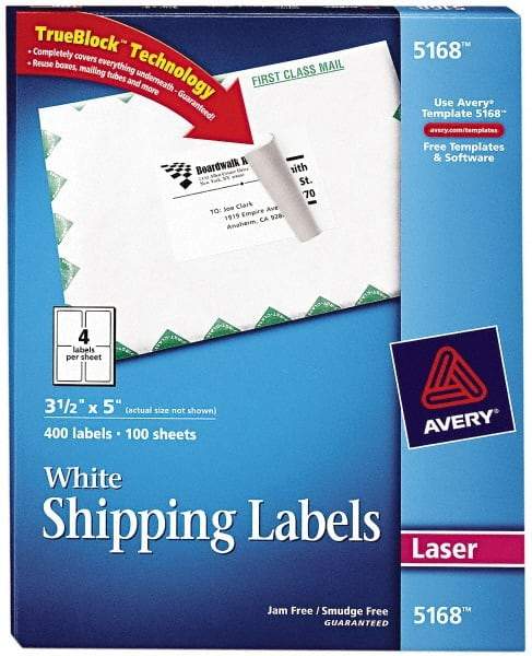 AVERY - 5" Long, White Paper Shipping Label - For Laser Printers - Eagle Tool & Supply