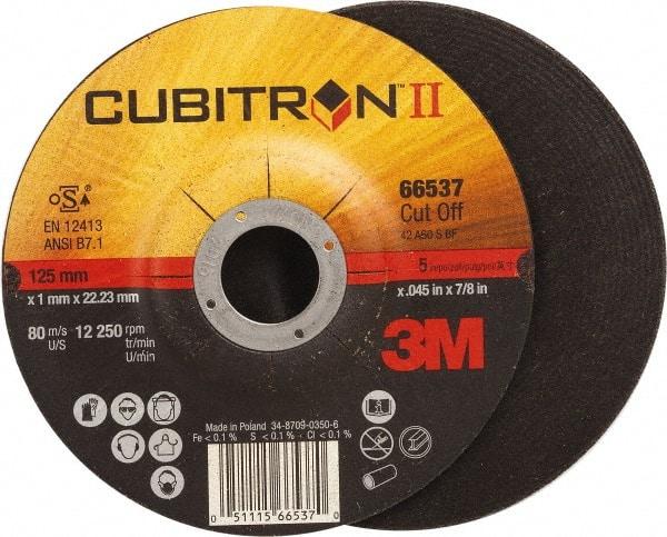 3M - 60 Grit, 5" Wheel Diam, 7/8" Arbor Hole, Type 27 Depressed Center Wheel - Ceramic, Resinoid Bond, S Hardness, 12,250 Max RPM - Eagle Tool & Supply