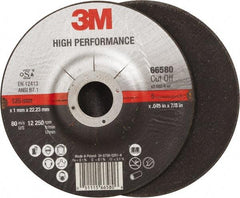 3M - 36 Grit, 5" Wheel Diam, 7/8" Arbor Hole, Type 27 Depressed Center Wheel - Ceramic, Resinoid Bond, R Hardness, 12,250 Max RPM - Eagle Tool & Supply