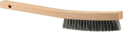 Weiler - 3 Rows x 19 Columns Steel Plater Brush - 5-1/2" Brush Length, 13" OAL, 1" Trim Length, Wood Curved Handle - Eagle Tool & Supply