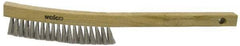 Weiler - 4 Rows x 18 Columns Stainless Steel Plater Brush - 5" Brush Length, 10" OAL, 1" Trim Length, Wood Shoe Handle - Eagle Tool & Supply