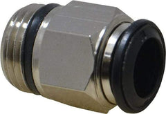 Alpha Technologies - 10mm Outside Diam, 3/8 Universal, Nickel Plated Brass Push-to-Connect Tube Male Connector - 250 Max psi, Tube to Universal Thread Connection, Buna O-Ring - Eagle Tool & Supply