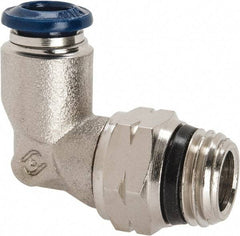 Alpha Technologies - 1/4" Outside Diam, 1/4 Universal Thread, Nickel Plated Brass Push-to-Connect Male Swivel Elbow - 250 Max psi, Tube to Universal Thread Connection, Buna O-Ring - Eagle Tool & Supply