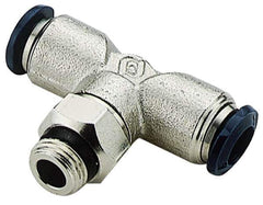 Alpha Technologies - 1/2" Outside Diam, 3/8 Universal Thread, Nickel Plated Brass Push-to-Connect Male Swivel Branch Tee - 250 Max psi, Tube to Universal Thread Connection, Buna O-Ring - Eagle Tool & Supply