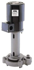 American Machine & Tool - 2/1 Amp, 230/460 Volt, 1/3 hp, 3 Phase, 1,725 RPM, Cast Iron Immersion Machine Tool & Recirculating Pump - 48 GPM, 1-1/2" Inlet, 9 psi, 18.8" Overall Height, 9.1" Body Length, NPT Thread, Stainless Steel Impeller, TEFC Motor - Eagle Tool & Supply