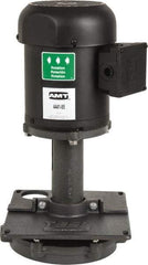 American Machine & Tool - 3/2 Amp, 230/460 Volt, 3/4 hp, 3 Phase, 1,725 RPM, Cast Iron Immersion Machine Tool & Recirculating Pump - 67 GPM, 1-3/4" Inlet, 14 psi, 19.7" Overall Height, 9.9" Body Length, NPT Thread, Stainless Steel Impeller, TEFC Motor - Eagle Tool & Supply