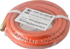 PRO-SOURCE - 1/4" ID x 15/32" OD 25' Long Multipurpose Air Hose - MNPT x MNPT Ends, 300 Working psi, 23 to 150°F, 1/4" Fitting, Orange - Eagle Tool & Supply