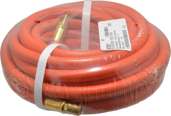 PRO-SOURCE - 3/8" ID x 19/32" OD 25' Long Multipurpose Air Hose - MNPT x MNPT Ends, 300 Working psi, 23 to 150°F, 1/4" Fitting, Orange - Eagle Tool & Supply