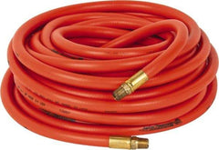 PRO-SOURCE - 3/8" ID x 19/32" OD 50' Long Multipurpose Air Hose - MNPT x MNPT Ends, 300 Working psi, 23 to 150°F, 1/4" Fitting, Orange - Eagle Tool & Supply