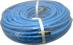 PRO-SOURCE - 1/4" ID x 15/32" OD 100' Long Multipurpose Air Hose - MNPT x MNPT Ends, 300 Working psi, 23 to 150°F, 1/4" Fitting, Blue - Eagle Tool & Supply