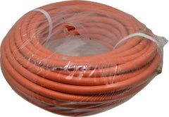 PRO-SOURCE - 3/8" ID x 19/32" OD 100' Long Multipurpose Air Hose - MNPT x MNPT Ends, 300 Working psi, 23 to 150°F, 1/4" Fitting, Orange - Eagle Tool & Supply