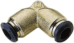 Alpha Technologies - 1/2" Outside Diam, Nickel Plated Brass Push-to-Connect Union Elbow - 250 Max psi, Tube to Tube Connection, Buna O-Ring - Eagle Tool & Supply
