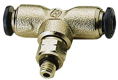 Alpha Technologies - 1/8" Outside Diam, 10-32 UNF, Nickel Plated Brass Push-to-Connect Male Swivel Branch Tee - 250 Max psi, Tube to Male UNF Connection, Buna O-Ring - Eagle Tool & Supply