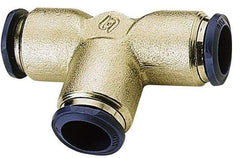 Alpha Technologies - 1/4" Outside Diam, Nickel Plated Brass Push-to-Connect Union Tee - 250 Max psi, Tube to Tube Connection, Buna O-Ring - Eagle Tool & Supply
