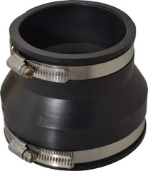 Made in USA - 4 x 3" PVC Flexible Pipe Coupling with Clamp - 4" Long, Pipe x Pipe, Stainless Steel Clamp - Eagle Tool & Supply