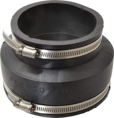 Made in USA - 5 x 4" PVC Flexible Pipe Coupling with Clamp - 4" Long, Pipe x Pipe, Stainless Steel Clamp - Eagle Tool & Supply