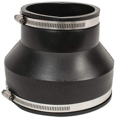 Made in USA - 6 x 4" PVC Flexible Pipe Coupling with Clamp - 6" Long, Pipe x Pipe, Stainless Steel Clamp - Eagle Tool & Supply