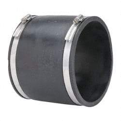 Made in USA - 6" PVC Flexible Pipe Coupling with Clamp - 6" Long, Pipe x Pipe, Stainless Steel Clamp - Eagle Tool & Supply