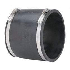 Made in USA - 6" PVC Flexible Pipe Coupling with Clamp - 6" Long, Pipe x Pipe, Stainless Steel Clamp - Eagle Tool & Supply