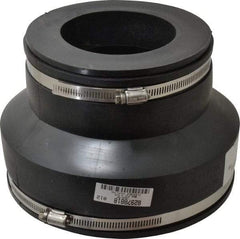 Made in USA - 8 x 4" PVC Flexible Pipe Coupling with Clamp - 6" Long, Pipe x Pipe, Stainless Steel Clamp - Eagle Tool & Supply