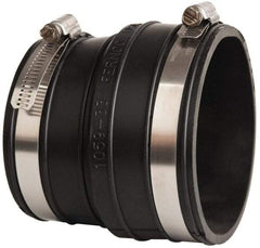 Made in USA - 3" PVC Flexible Pipe Coupling with Clamp - 4" Long, Socket x Pipe, Stainless Steel Clamp - Eagle Tool & Supply