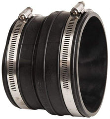 Made in USA - 4" PVC Flexible Pipe Coupling with Clamp - 4" Long, Socket x Pipe, Stainless Steel Clamp - Eagle Tool & Supply