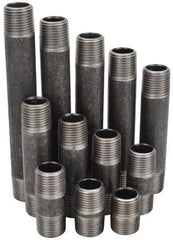 Made in USA - 66 Piece, 1/2" Pipe, Black Finished Steel Pipe Nipple Set - Schedule 40, (6) Close, (6) 1-1/2, (6) 2, (6) 2-1/2, (6) 3, (6) 3-1/2, (6) 4, (6) 4-1/2, (6) 5, (6) 5-1/2, (6) 6 - Eagle Tool & Supply