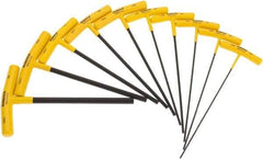 Bondhus - 10 Piece T-Handle Cushion Grip Hex Key Set - Hex Range 3/32 to 3/8", 9" OAL, Protanium High Torque Steel - Eagle Tool & Supply