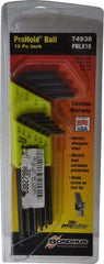 Bondhus - 10 Piece L-Key Ball End Hex Key Set - Hex Range 1/16 to 1/4" - Eagle Tool & Supply