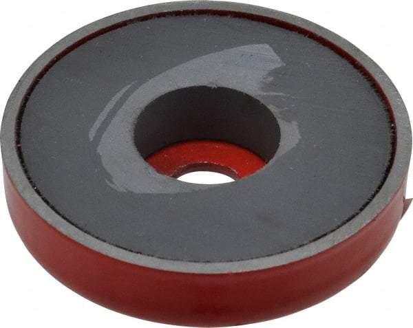 Value Collection - 10-24 Tap, 10 kg Average Pull Force, 2" Diam, 3/8" High, Ceramic Pot Magnet - Red, 0.34" Countersunk Hole - Eagle Tool & Supply