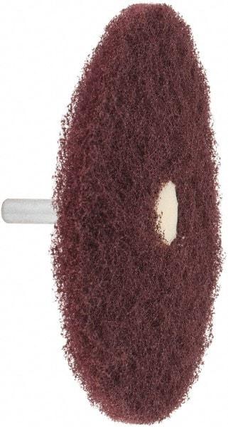 Merit Abrasives - 4" Diam, Medium Mounted Scrubber Buffing Wheel - 1 Ply, Very Fine Grade, 1/4" Shank Diam, 6,000 RPM - Eagle Tool & Supply