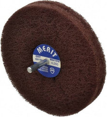 Merit Abrasives - 5" Diam, Medium Mounted Scrubber Buffing Wheel - 2 Ply, Very Fine Grade, 1/4" Shank Diam, 4,000 RPM - Eagle Tool & Supply