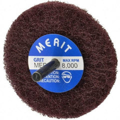 Merit Abrasives - 3" Diam, Medium Mounted Scrubber Buffing Wheel - 1 Ply, Medium Grade, 1/4" Shank Diam, 8,000 RPM - Eagle Tool & Supply