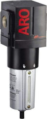 ARO/Ingersoll-Rand - 1" Port, 9.925" High x 3.858" Wide Heavy Duty Filter with Metal Bowl, Manual Drain - 353 SCFM, 250 Max psi, 175°F Max Temp, Sight Glass Included, Modular Connection, 5.3 oz Bowl Capacity - Eagle Tool & Supply