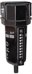 ARO/Ingersoll-Rand - 1/2" Port, 7.913" High x 2.874" Wide Standard Filter with Metal Bowl, Automatic Drain - 197 SCFM, 250 Max psi, 175°F Max Temp, Sight Glass Included, Modular Connection, 2.8 oz Bowl Capacity - Eagle Tool & Supply