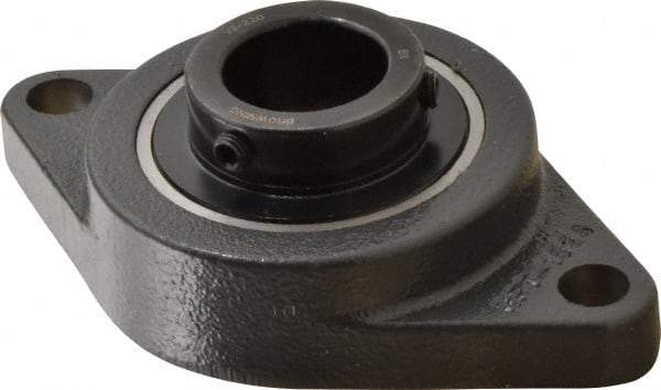 Browning - 1-1/4" ID, 6-1/8" OAL x 3-5/8" OAH 2-Bolt Flange - 3,493 Lb Static Cap, 5,782 Lb Dyn Cap, 5-1/8" Btw Mnt Hole Ctrs, Cast Iron - Eagle Tool & Supply