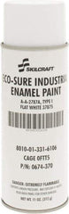 Ability One - White, Flat, Enamel Spray Paint - 8 to 10 Sq Ft per Can, 11 oz Container - Eagle Tool & Supply